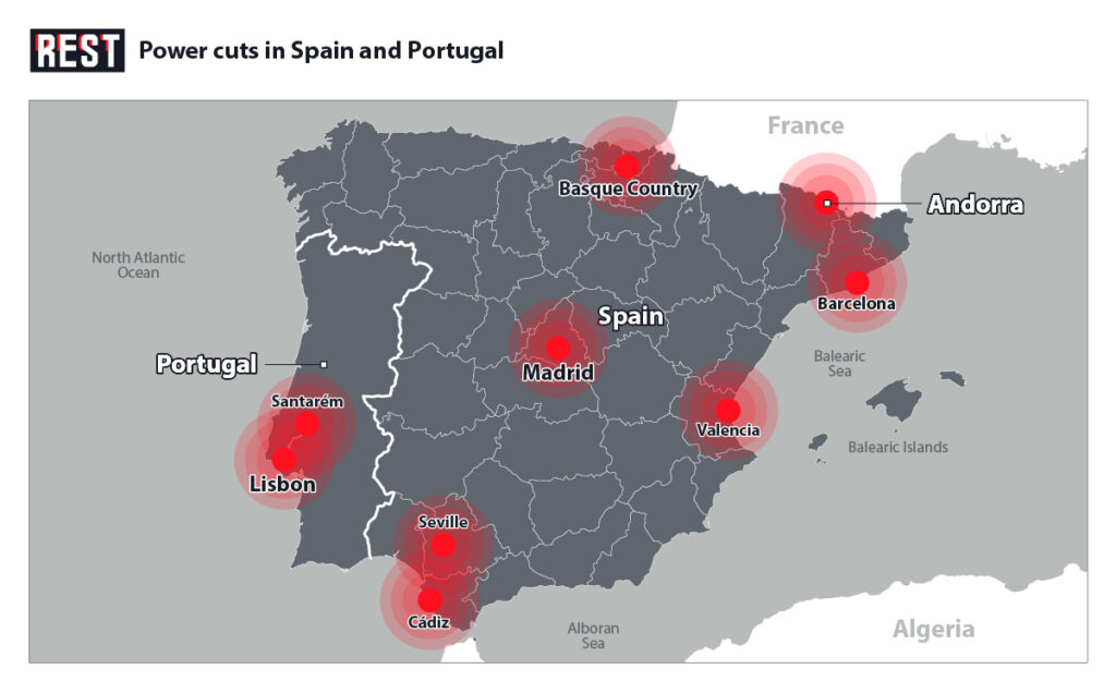 Spain Power cuts map